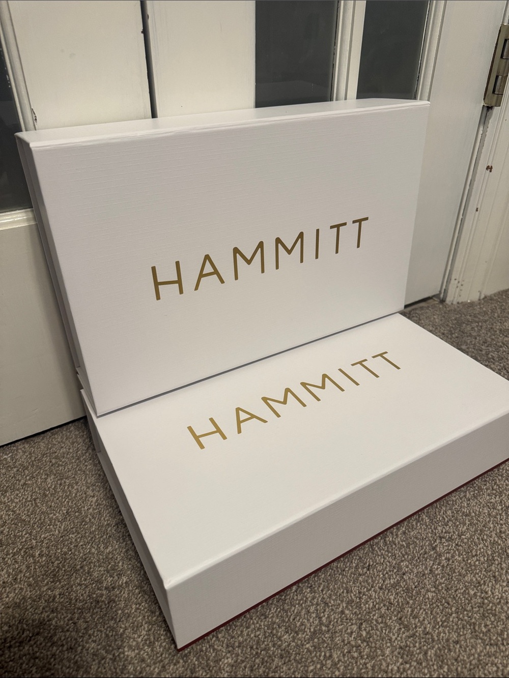 8.5 x 14 Hammitt White Gift Boxes with Gold Logo - Picture 2 of 3